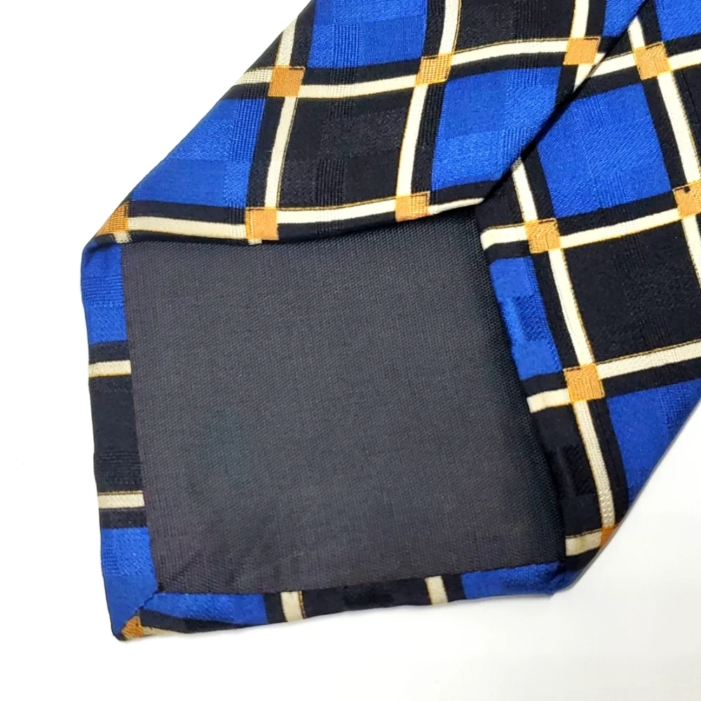 COLOURS by Alexander Julian Blue Black Geometric Silk Tie EUC